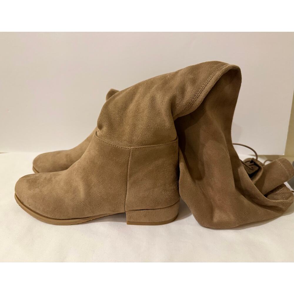 Chinese Laundry King Tan Taupe Suede Over The Knee OTK Tie Top Boots 6.5 NWOB